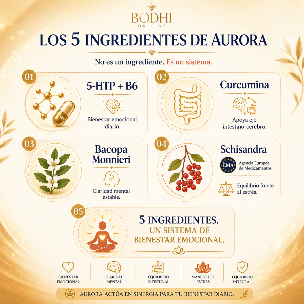 Tabla con los ingredientes de Aurora