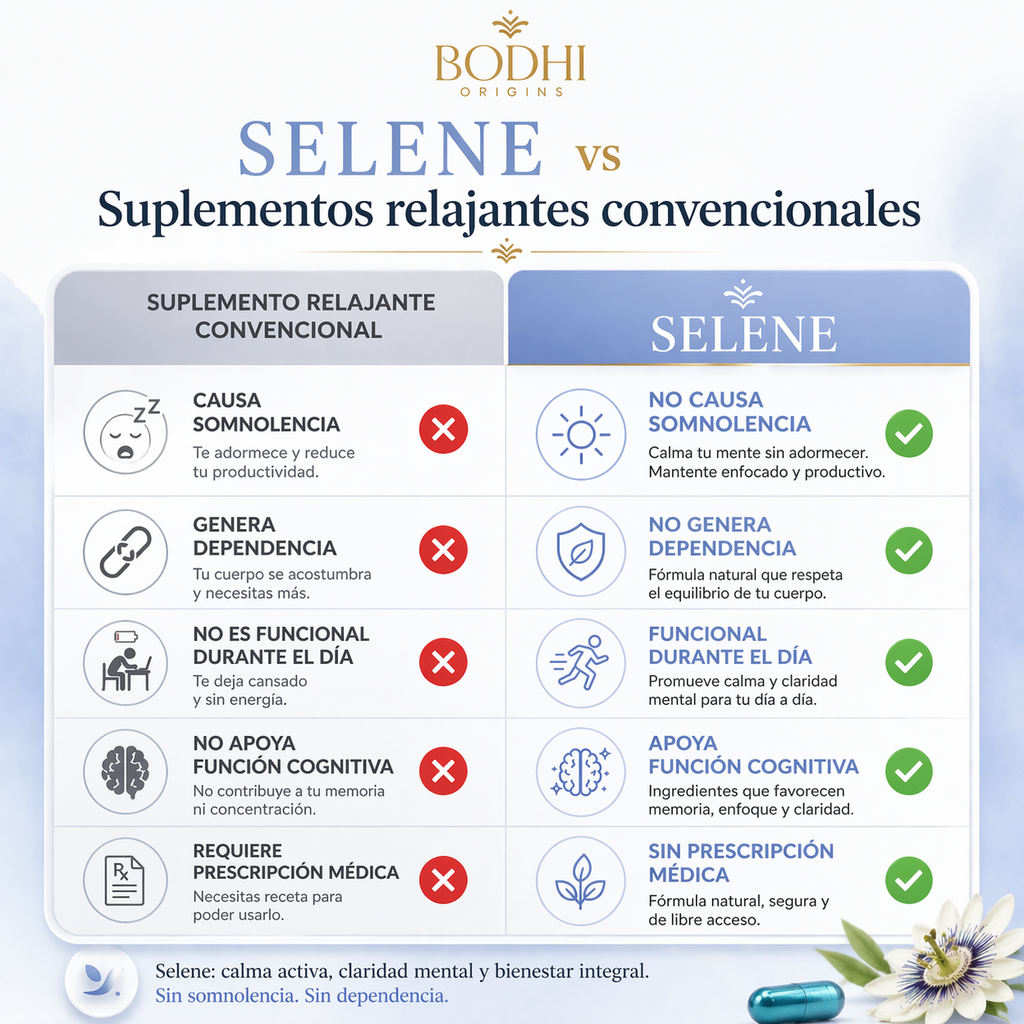 Tabla comparativa de la fórmula de Selene